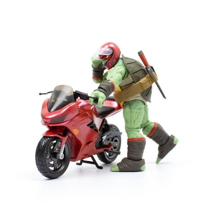 Teenage Mutant Ninja Turtles BST AXN IDW Raphael Action Figure with Metallic Candy Coat GITD Sport Bike