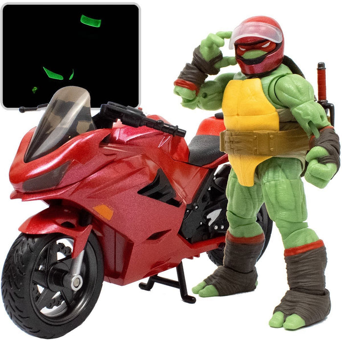 Teenage Mutant Ninja Turtles BST AXN IDW Raphael Action Figure with Metallic Candy Coat GITD Sport Bike