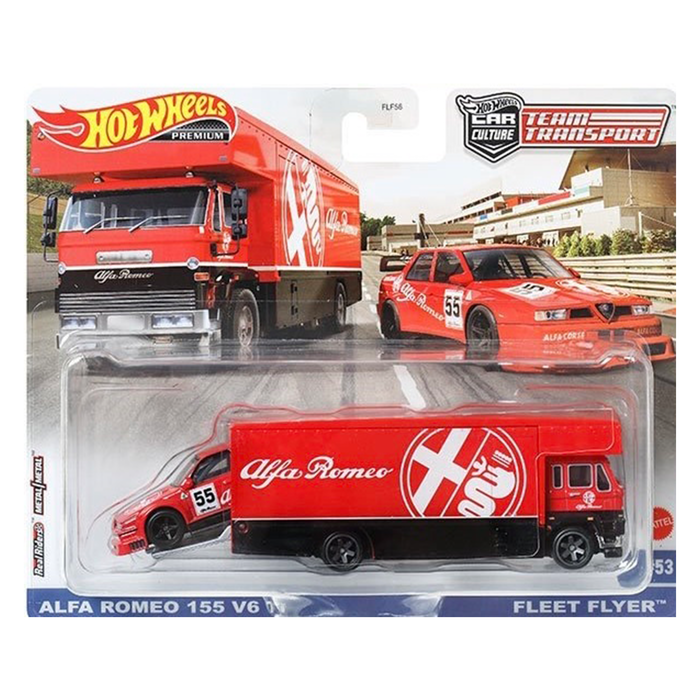 Hot Wheels Team Transport 2023 Mix 2 Fleet Flyer and Alfa Romeo 155 V5 Ti 2-Pack