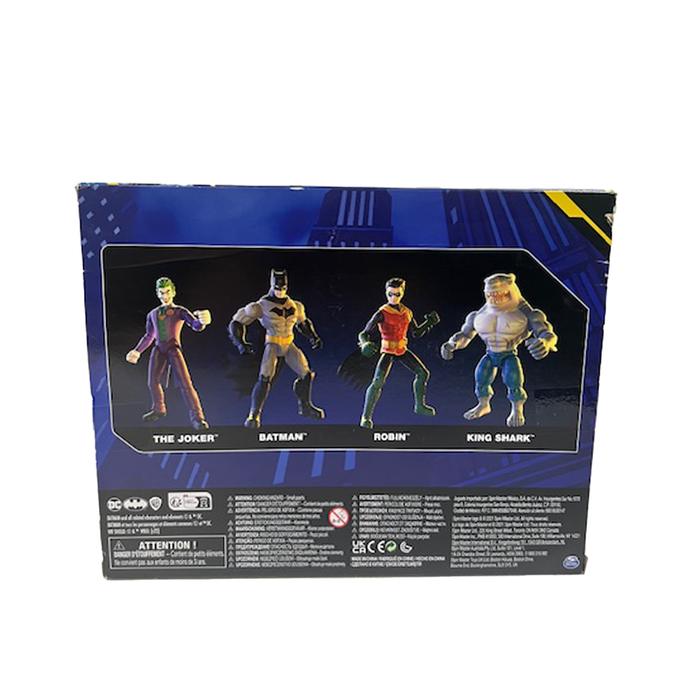 DC Comics Batman & Robin vs. The Joker & King Shark 4-Inch Action Figure 4-Pack