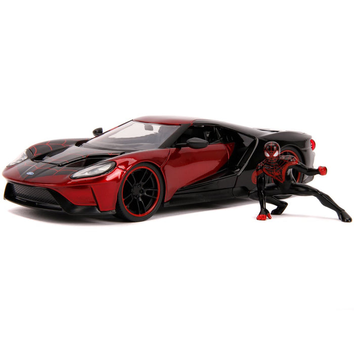 Spider-Man Miles Morales Hollywood Rides 2017 Ford GT 1:24 Scale Die-Cast Metal Vehicle with Figure