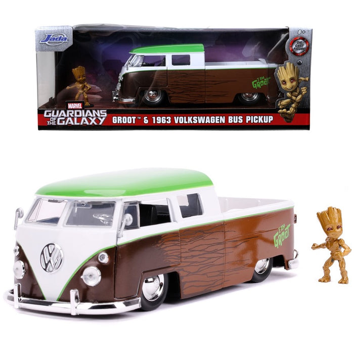 Guardians of the Galaxy 1963 Volkswagen Bus 1:24 Scale Die-Cast Metal Vehicle with Groot Figure