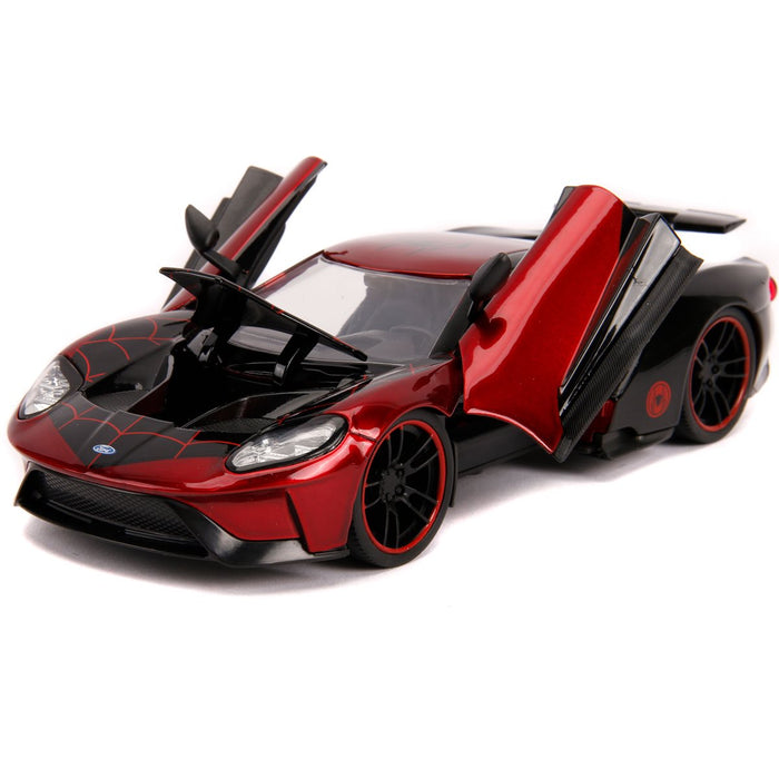 Spider-Man Miles Morales Hollywood Rides 2017 Ford GT 1:24 Scale Die-Cast Metal Vehicle with Figure