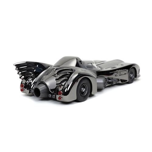 Batman 1989 Movie Batmobile Black Chrome Finish 1:24 Scale Die-Cast Metal Vehicle with Mini-Figure