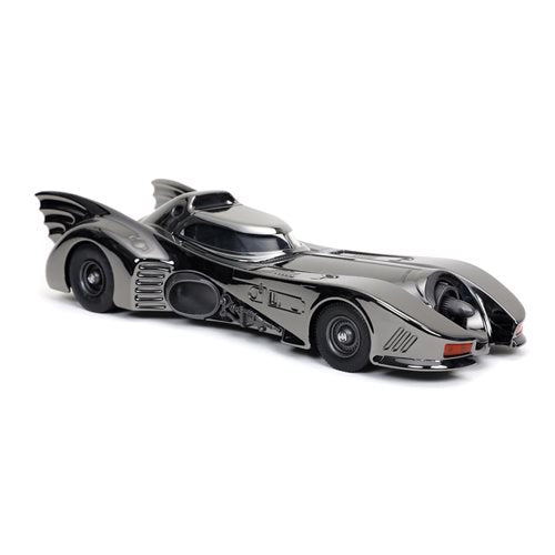 Batman 1989 Movie Batmobile Black Chrome Finish 1:24 Scale Die-Cast Metal Vehicle with Mini-Figure