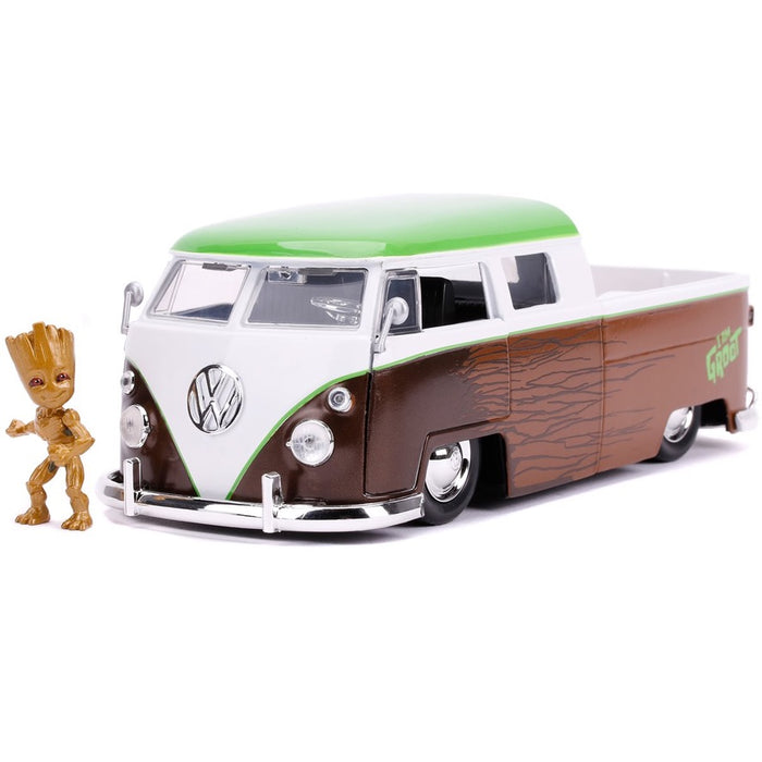 Guardians of the Galaxy 1963 Volkswagen Bus 1:24 Scale Die-Cast Metal Vehicle with Groot Figure