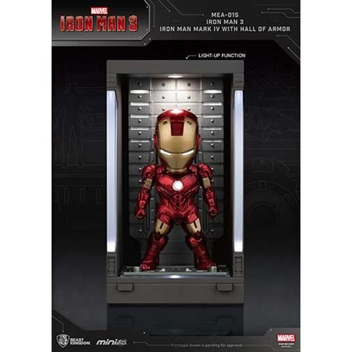 Iron Man 3 MEA-015 Iron Man MK IV Action Figure with Hall of Armor Display - Previews Exclusive