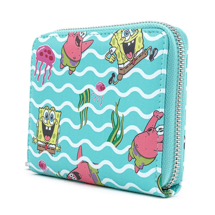 Loungefly X Nickelodeon Spongebob Jelly Fishing AOP Zip Around Wallet