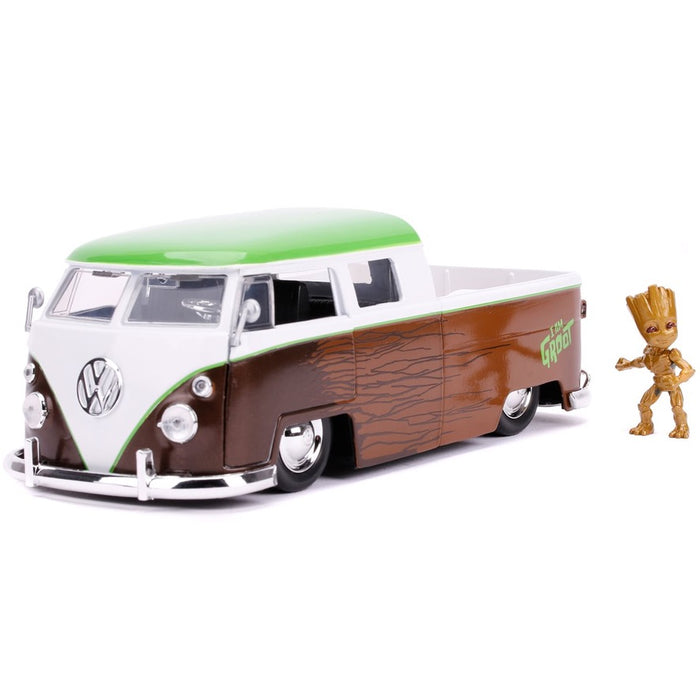 Guardians of the Galaxy 1963 Volkswagen Bus 1:24 Scale Die-Cast Metal Vehicle with Groot Figure