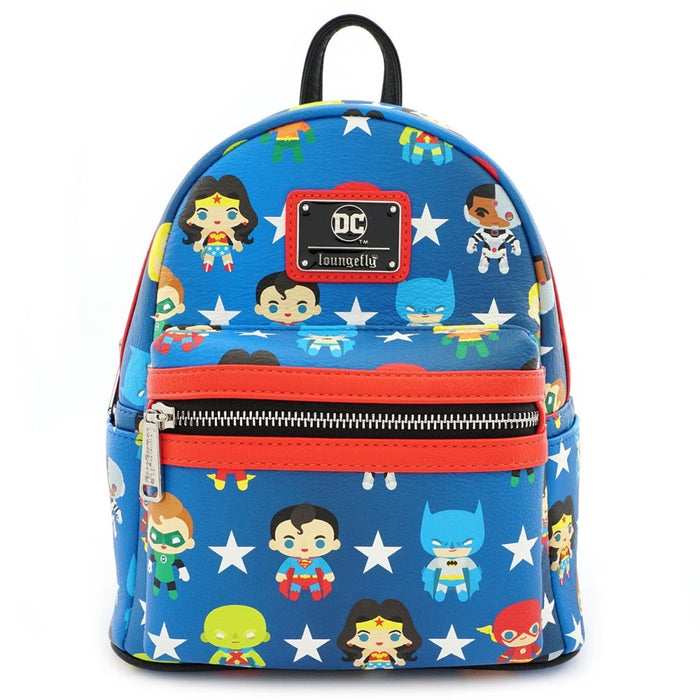 Justice League Chibi Print Faux Leather Mini Backpack